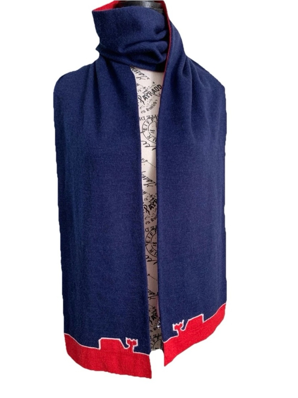 NWT Vineyard Vines Reversible Red and Blue 100% Merino Wool Scarf Preppy